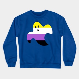 Spooky Ghost Nonbinary Enby Pride Flag Crewneck Sweatshirt